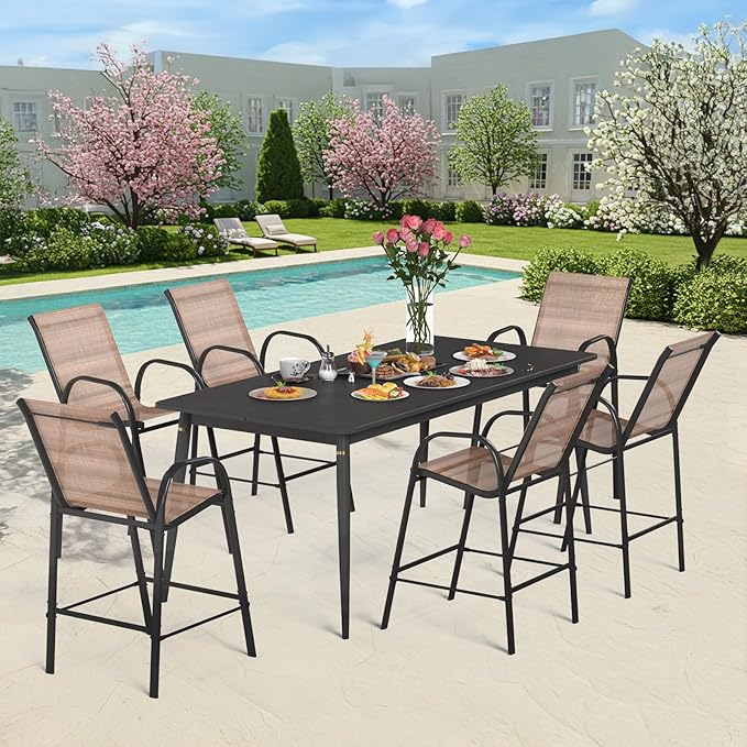 HOMREST Outdoor Bar Height Stools Set of 6, Stackable Patio Chairs - Image 9