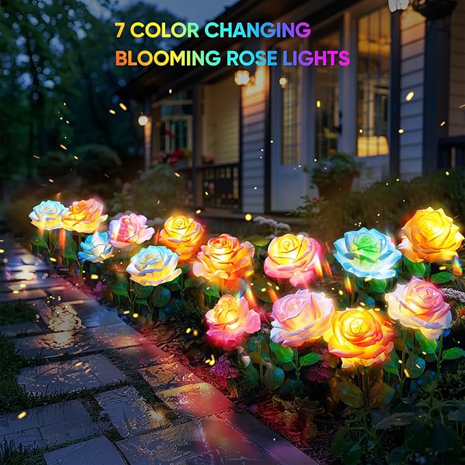 6-Pack Solar Flowers Outdoor Waterproof - Image 2