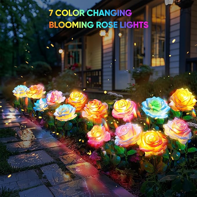 8 Pack Solar Flowers Lights Outdoor Waterproof - Image 4