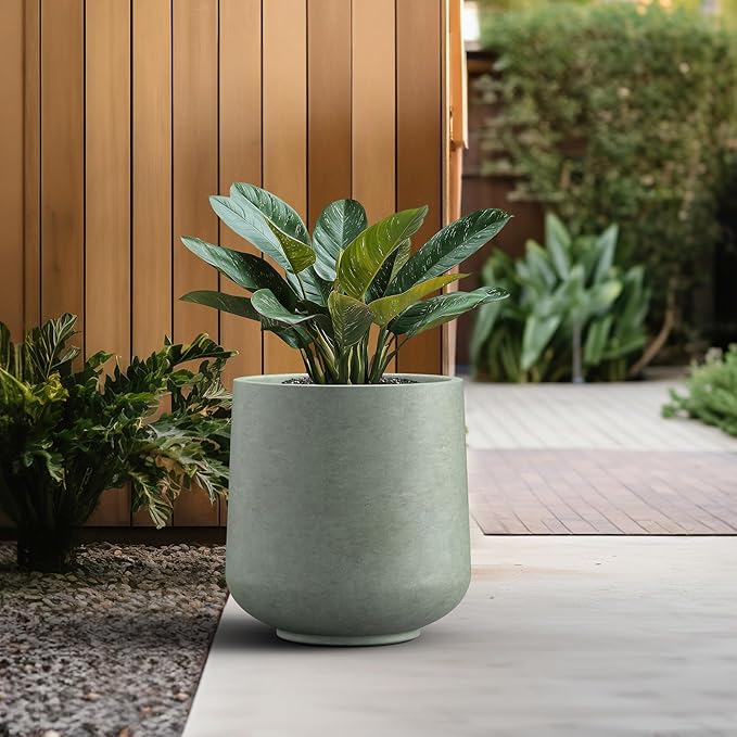 Kante 15.3" Dia Round Concrete Planter, Outdoor Indoor Large Plant Pots - Image 5