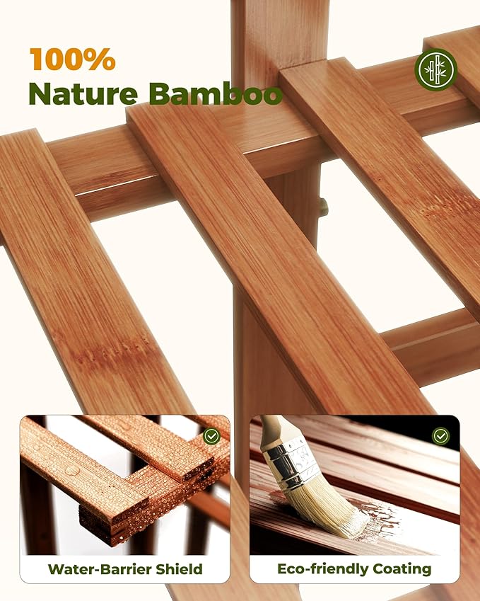 Bamworld Bamboo Plant Stand Indoor 6 Tiered Plant Shelf Outdoor Corner Plant - Image 6