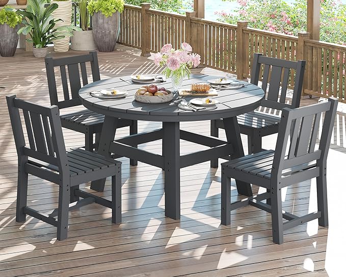 AMERLIFE 5 Piece HDPE Outdoor Dining Table & Chairs Set, All-Weather Patio by AMERLIFE