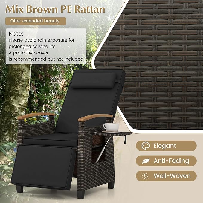 RELAX4LIFE Rattan Outdoor Recliner Chair - Image 5
