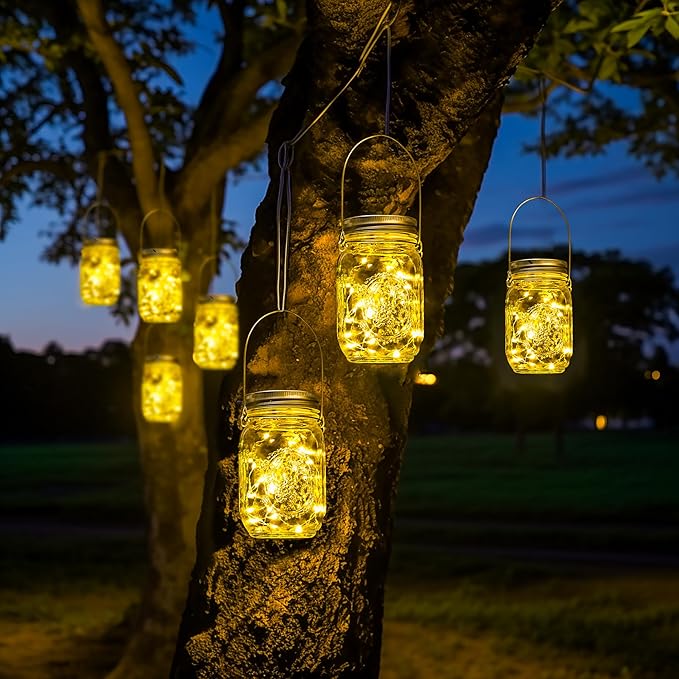 GIGALUMI Solar Mason Jar Lights, 12 Pack 30 Led String Fairy Lights Garden - Image 4
