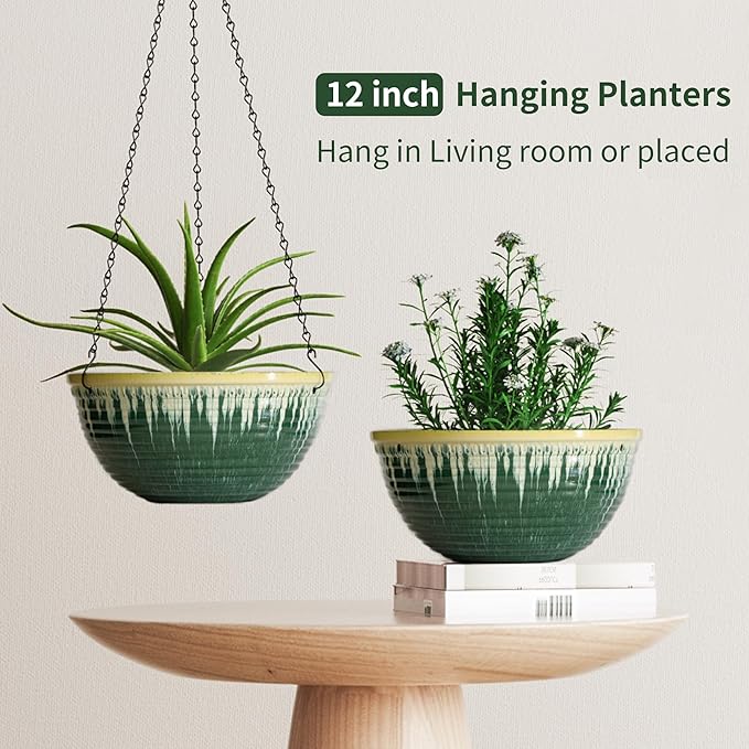 12 inch Large Hanging Planters for Indoor Outdoor Plants, Hanging Baskets for - Image 5
