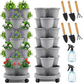 Umigy 2 Set Light Gray 7 Tier Stackable Vertical Planters by Umigy