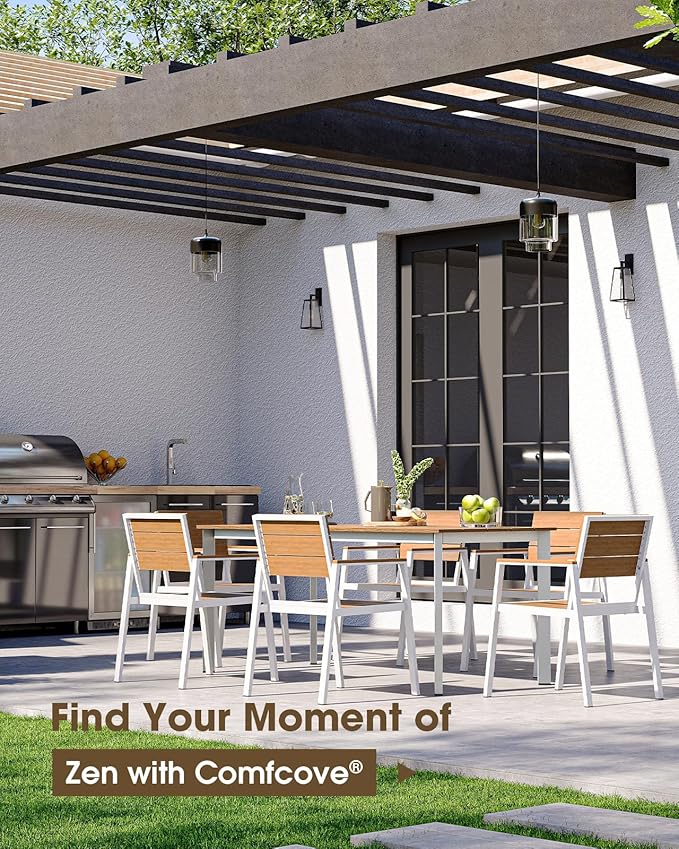 Outdoor Patio Dining Table, Aluminum & HDPS Outdoor Table - Image 6