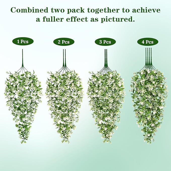 Waipfaru 4pcs Fake Hanging Plants, Artificial Hanging Flowers Faux Ivy Pothos - Image 9