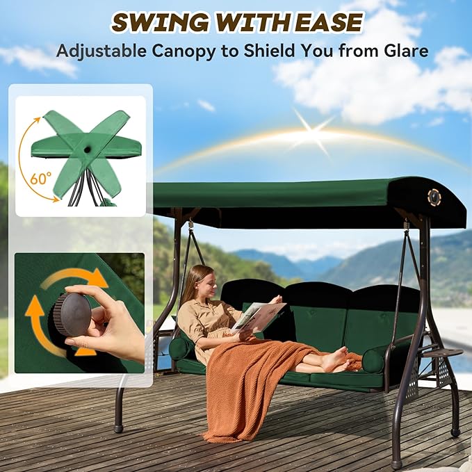 3 in 1 Patio Swing with Adjustable Canopy - Image 4