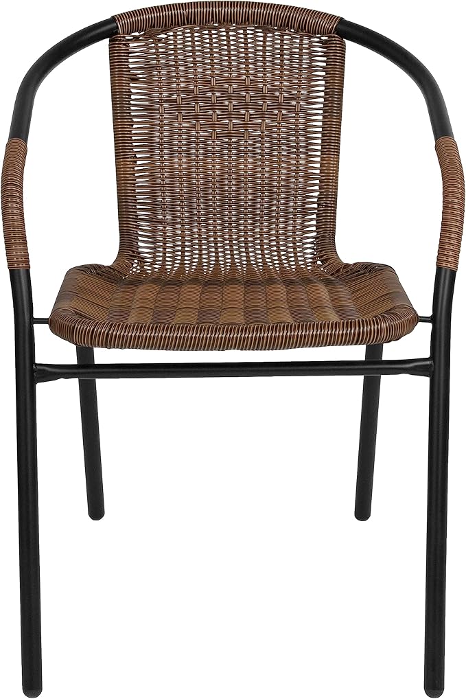 EMMA + OLIVER Set of 4 Modern Rattan Indoor/Outdoor Stack Chairs, Stacking - Image 7