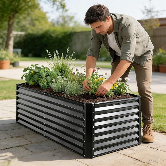 GARDMAX 6x3x1FT Raised Garden Bed Kit, Metal Planter Boxes Outdoor - Image 7