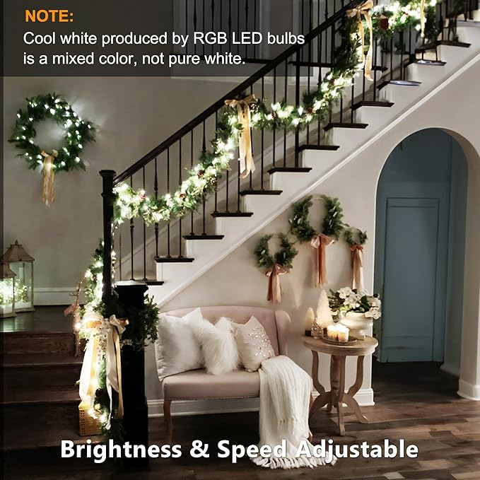 Brizled Christmas String Lights, 33ft 100 LED Color Changing Christmas Lights - Image 6