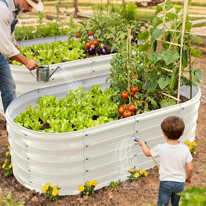 17" Tall Outdoor Garden Raised Garden Bed Kits, 4ft X 2ft Oval, 0.8MM Thick - Image 6