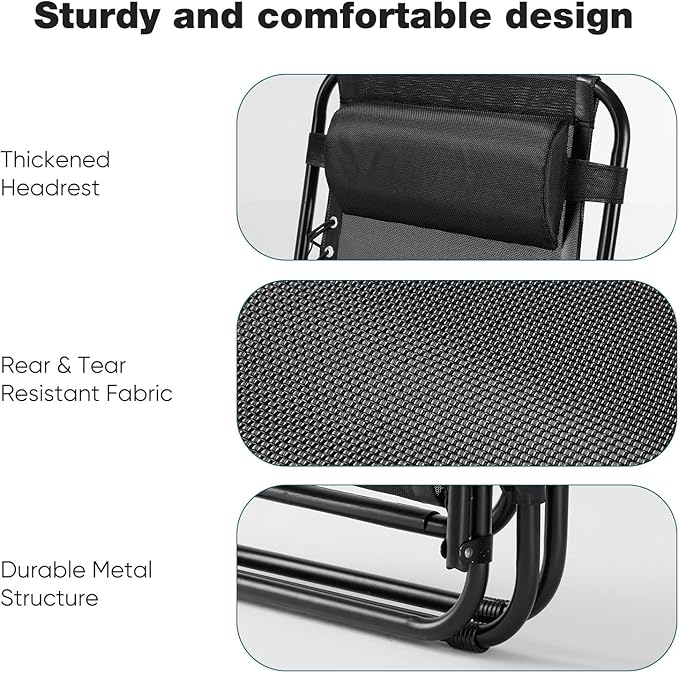 NEWBULIG Zero Gravity Chair Set of 4, Lounge Chair Folding Portable Adjustable - Image 4