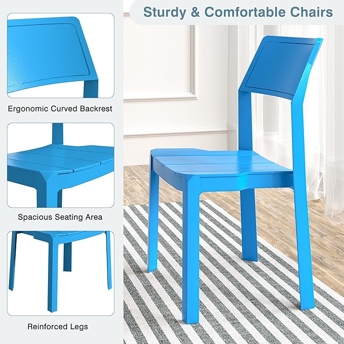 VECELO 4 Pack Stackable Dining Chairs, Plastic Patio Chairs - Image 6