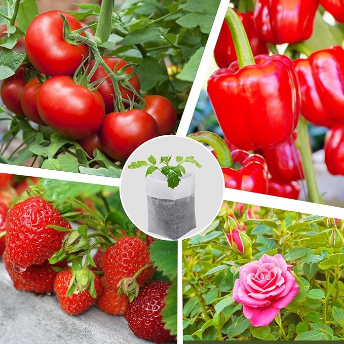 Cosweet 13.5''H Deep Nursery Grow Bags, Biodegradable Non-Woven Fabric Planting - Image 7