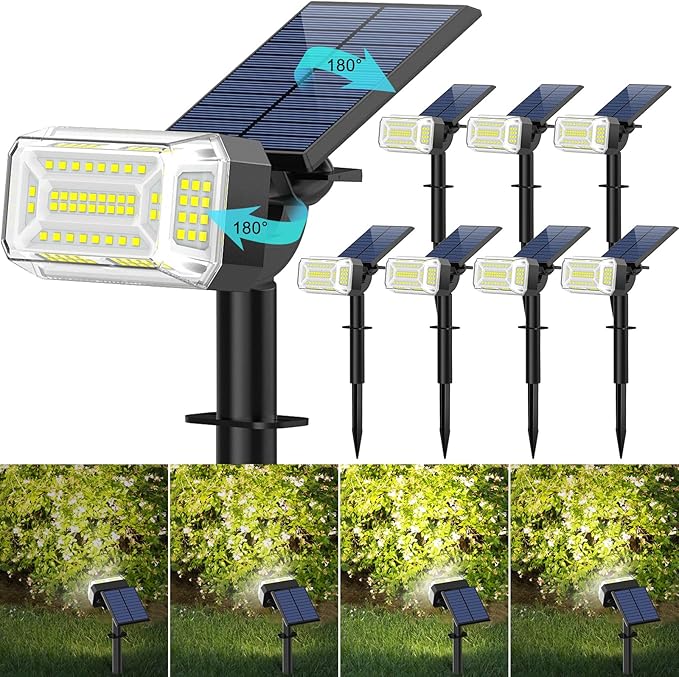 102 LEDs Solar Spot Lights Outdoor, Solar Spotlights Waterproof IP65, by KIPEINI
