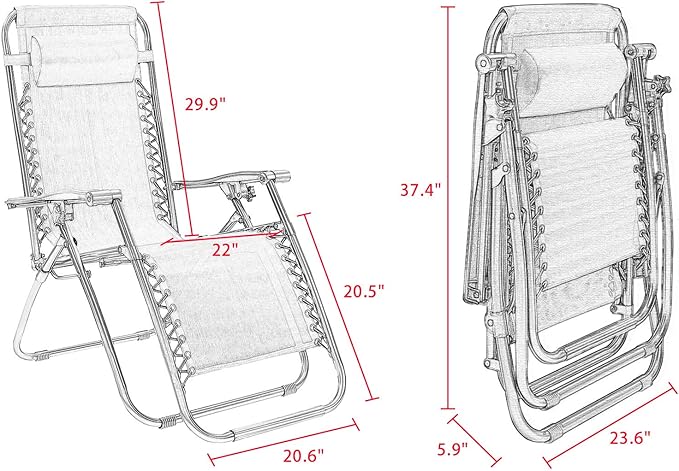 Homall Zero Gravity Patio Folding Lawn Reclining Lounge Chairs Outdoor Gravity - Image 3