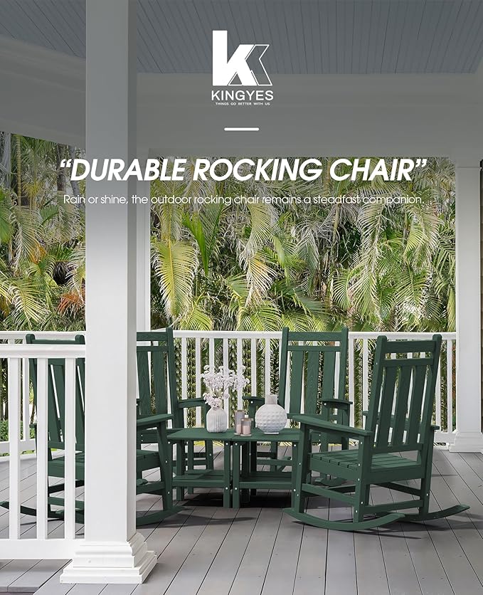 KINGYES Oversized Outdoor Rocking Chair, All-Weather Patio Rocking Chairs - Image 7