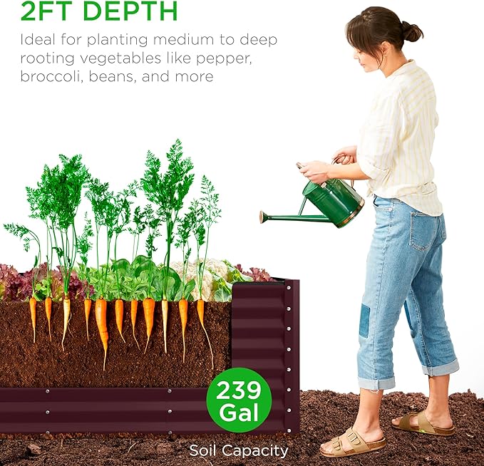 Best Choice Products 8x2x2ft Raised Outdoor Metal Garden Bed, Deep Root Box - Image 4