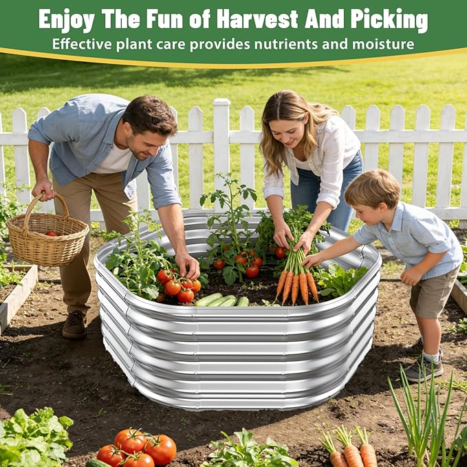 Hexagon Raised Garden Bed, 48 Inch Diagonal & 16.5 Inch Tall, Galvanized Steel - Image 5