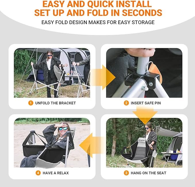 KingCamp Hammock Chair with Footrest – Heavy Duty Swinging Rocking Camping - Image 6