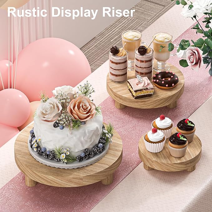 3 Pcs Wood Plant Stand Indoor Outdoor, Round Wood Riser - Image 7