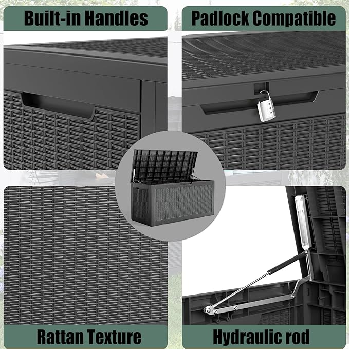 DRATO 100 Gallon Large Deck Box, Outdoor Storage Box - Image 4