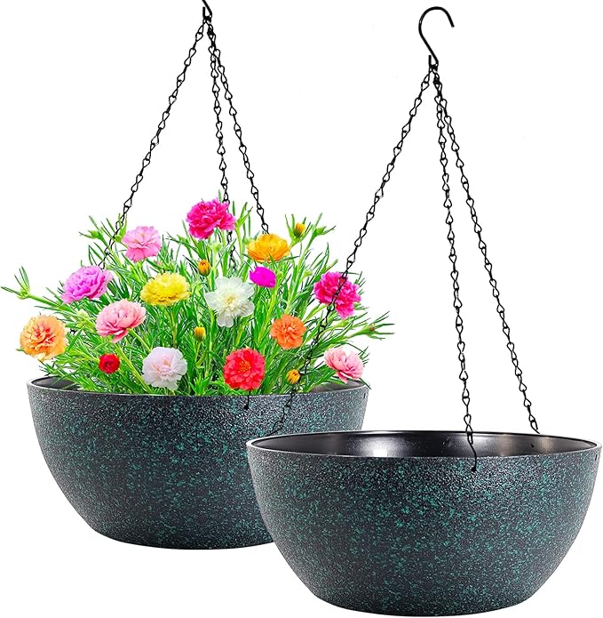 WOUSIWER 13 inch 2 Pack Large Hanging Planters by WOUSIWER