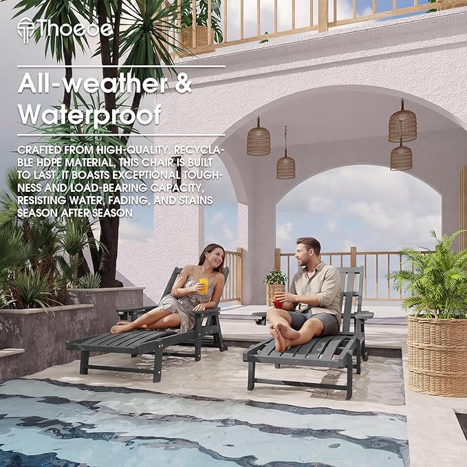 Patio Chaise Lounge Chair Set of 2, Oversized Lounge Chair Outdoor - Image 7