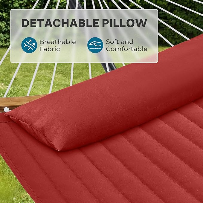 SUPERJARE Hammock with Stand, 2 Person Heavy Duty Hammock with Padded Cotton - Image 4