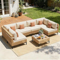 ABCASA Patio Furniture Set, Boho Patio Conversation Set Sectional Sofa by ABCASA