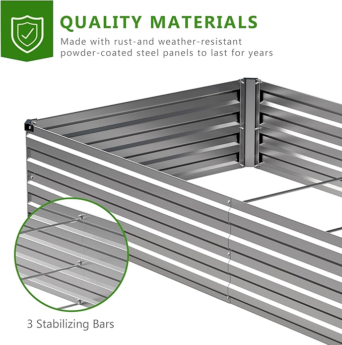 2PCS 10x3x1ft Galvanized Raised Garden Bed Kit, Metal Planter Box - Image 4