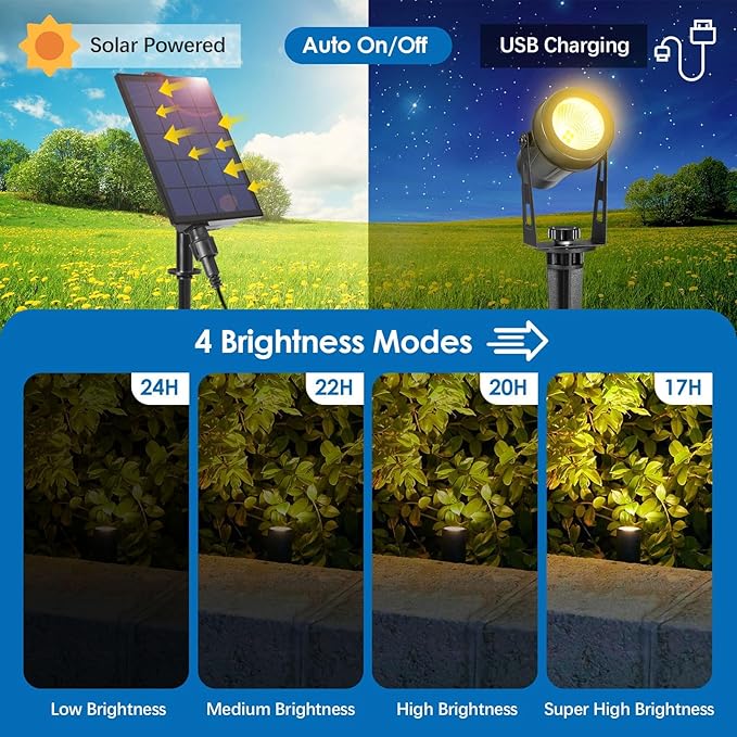 ALOVECO Solar Spot Lights Outdoor 4-in-1 Solar Powered Spotlights IP65 - Image 4