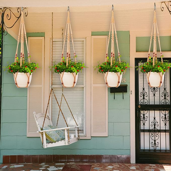 Macrame Plant Hanger Indoor Set, Hanging Planters - Image 4