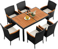 Flamaker 7 Piece Patio Dining Set Outdoor Acacia Wood Table and Chairs by Flamaker