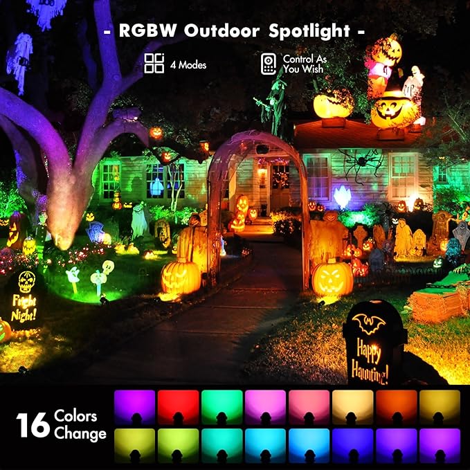 LemonBest Landscape Lighting - 6W RGB Color Changing Halloween Landscape Lights - Image 5