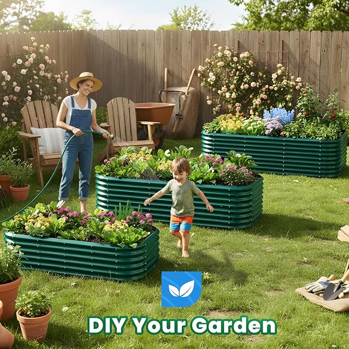 Quictent Galvanized Raised Garden Bed Kit, Strengthened by Crossbar, Dark Green - Image 7