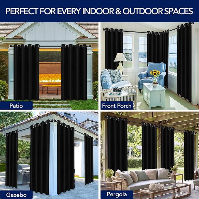 PureFit Outdoor Curtains for Patio Waterproof Weatherproof, UV and Fade - Image 5