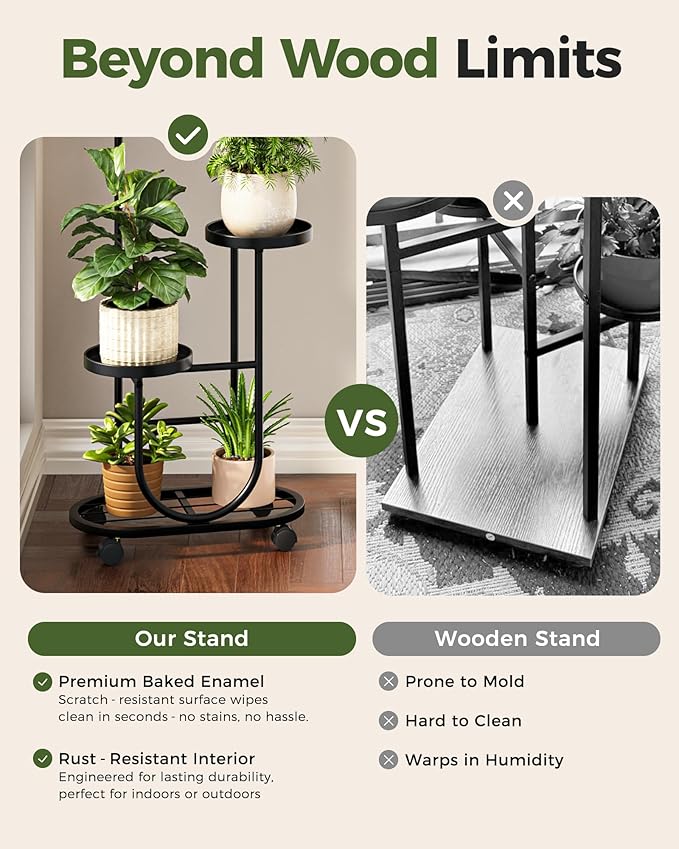 Bamworld Tall Plant Stand Indoor Outdoor Plant Stand - Image 7