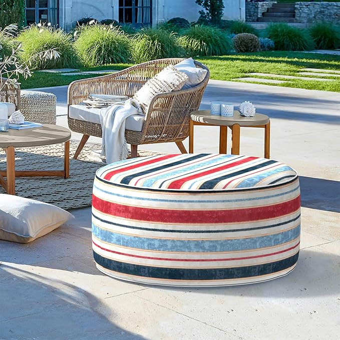 LVTXIII Outdoor Inflatable Ottoman, Fade-Resistant Round Footrest Stool D31”x - Image 8