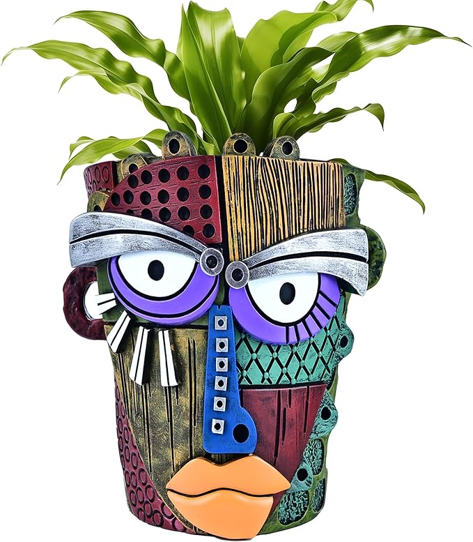 Abstract Face Planter Pots for Plants, Hand-Painted Colorful Flower Pots by Midogaigai