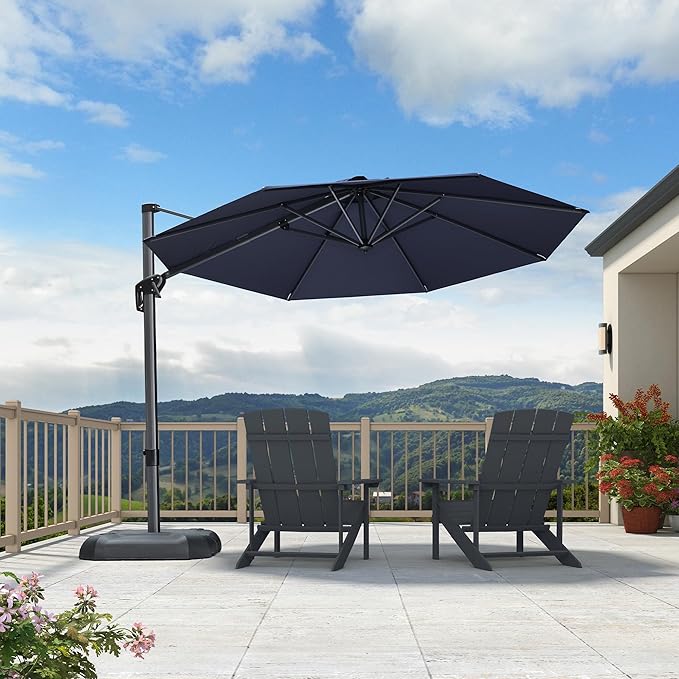 PURPLE LEAF 10 Feet Patio Umbrella Outdoor Cantilever Round Umbrella Aluminum by PURPLELEAF