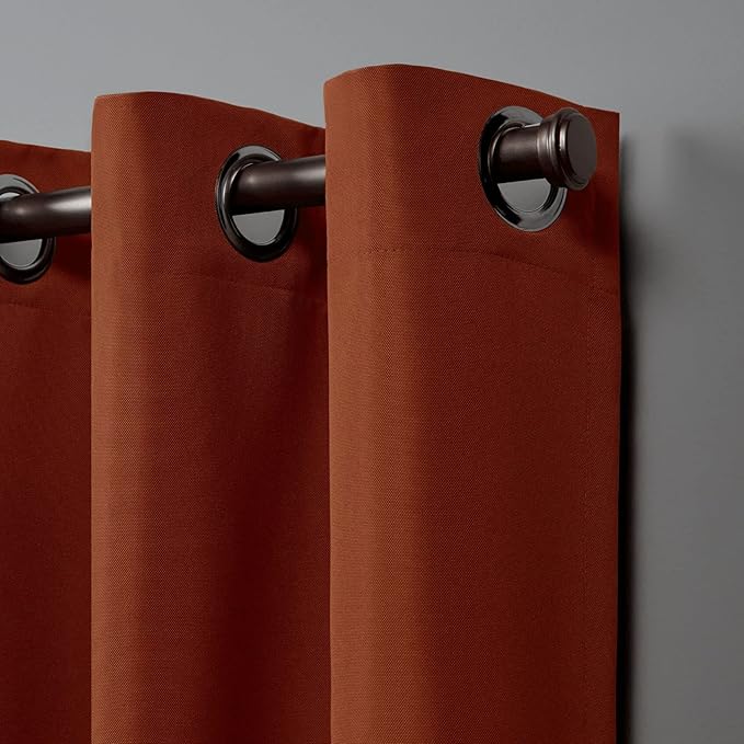 NICOLE MILLER NEW YORK Canvas Indoor/Outdoor Grommet Top Curtain Panel Pair - Image 3