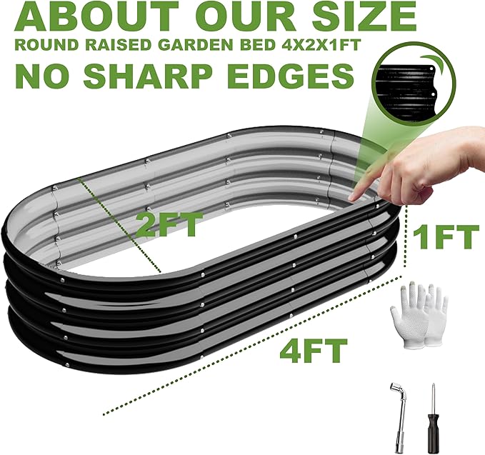4x2x1ft-2pcs-Oval Raised Garden Bed Kit, Galvanized Planter Garden Boxes Outdoor - Image 5