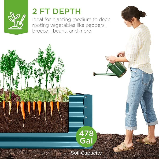Best Choice Products 8x4x2ft Outdoor Metal Raised Garden Bed, Deep Root Planter - Image 3