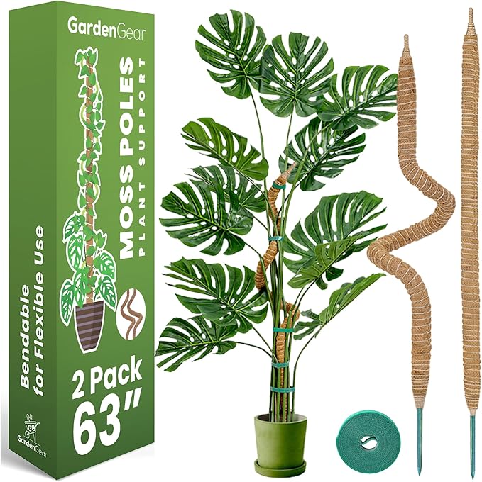 2 Pack 63 Inch Bendable Moss Pole Monstera Plant Support Stakes by Sproot