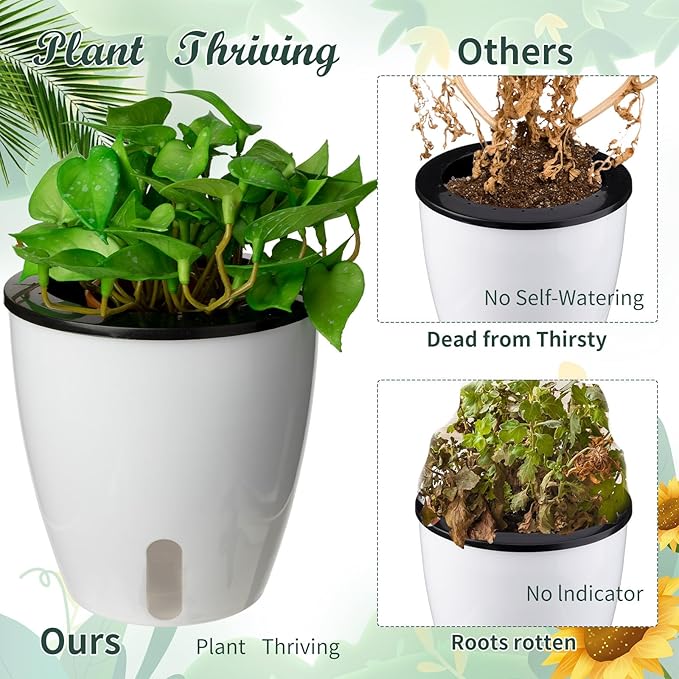 Eccliy 14 Pieces 5 Inch Indoor Plant Pots Self Watering Planters - Image 4
