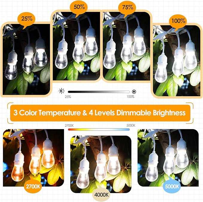 Mlambert 3 Color Outdoor LED Dimmable String Lights - Image 2