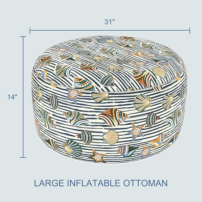 LVTXIII Indoor/Outdoor Extra Large Inflatable Ottoman Pouf D31 x H14 Inch - Image 3